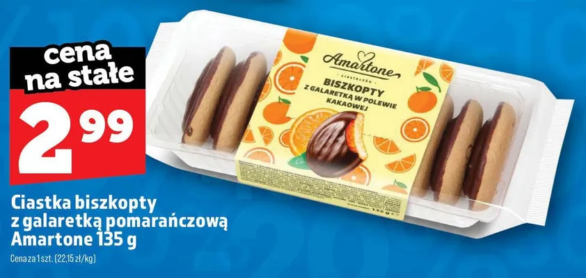 Ciastka biszkopty z galaretką pomarańczową Amartone promocja w TOPAZ