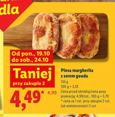 Pinsa margherita z serem gouda promocja w Lidl