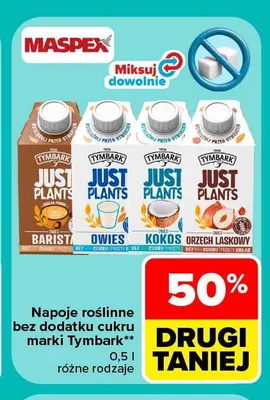 Napój roślinny bez dodatku cukru Just Plants Barista Owies Tymbark promocja w Carrefour