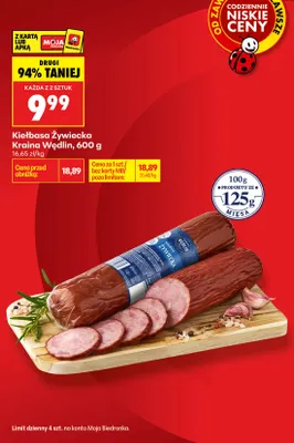 Kiełbasa żywiecka Kraina Wędlin promocja w Biedronka
