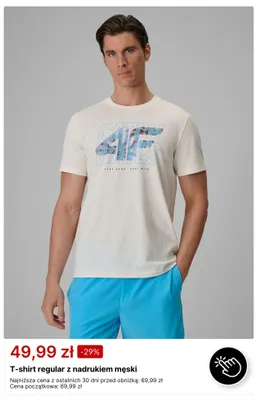 T-shirt regular z nadrukiem męski 4F promocja w 4F