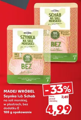 Szynka na soli morskiej w plastrach Madej Wróbel promocja w Kaufland