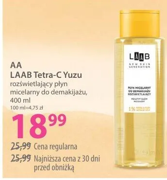 Płyn micelarny Tetra-C Yuzu rozświetlający do demakijażu promocja w Hebe
