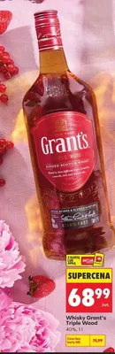 Whisky Grant's Triple Wood 40% promocja w Biedronka