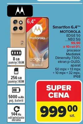 Smartfon MOTOROLA EDGE 50 NEO 5G 6,4" promocja w Carrefour
