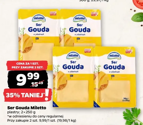 Ser gouda w plastrach Miletto 2-pak promocja w Netto