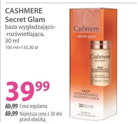 Baza Cashmere Secret Glam baza wygładzająco-rozświetlająca 30 ml promocja w Hebe