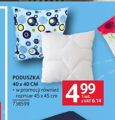 Poduszka 40x40 cm promocja w Selgros