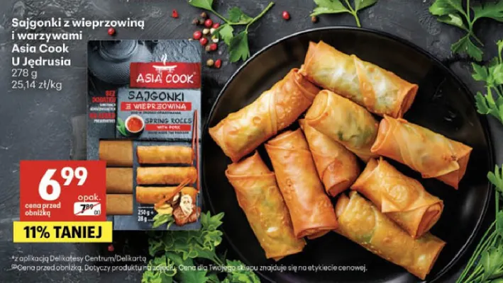 Sajgonki z wieprzowiną i warzywami Asia Cook promocja w Delikatesy Centrum