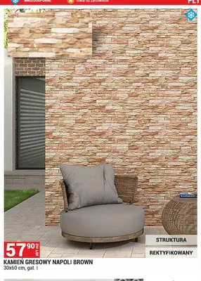 Kamień gresowy Napoli Brown 30x60 cm gat. I promocja w Merkury Market