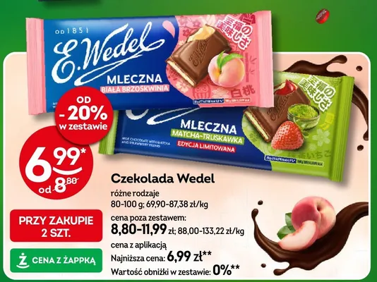 Czekolada E.Wedel Mleczna Biała Brzoskwinia promocja w Żabka