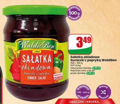 Sałatka obiadowa buraczki z papryką WaldiBen promocja w Dino
