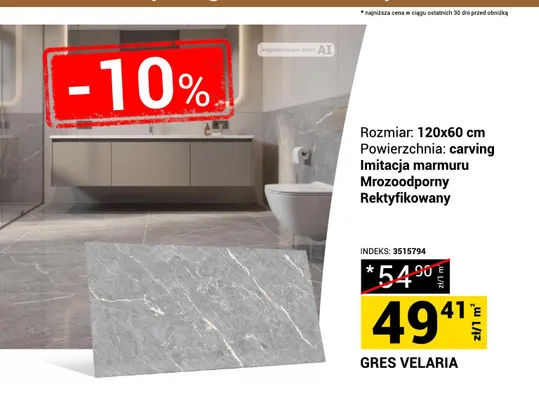 Gres Velaria 120x60 cm promocja w Merkury Market