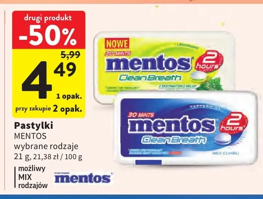 Pastylki Mentos promocja w Intermarche