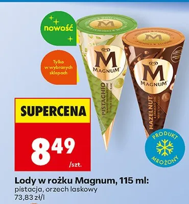 Lody w rożku pistacja promocja w Biedronka