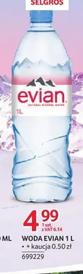Woda Evian promocja w Selgros