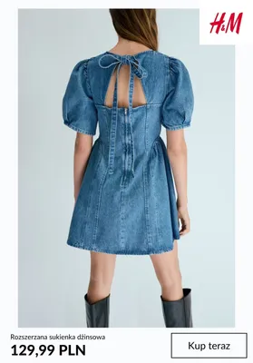 Rozszerzana sukienka dżinsowa H&M promocja w H&M