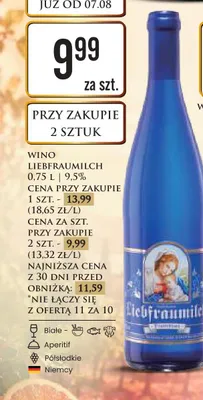 Wino Liebfraumilch białe półsłodkie promocja w Dino