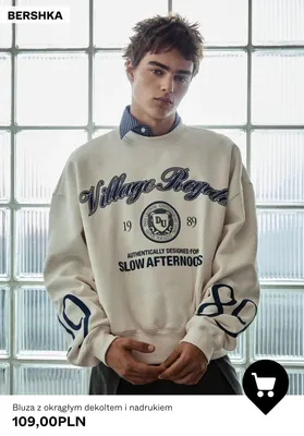 Bluza z okrągłym dekoltem i nadrukiem Bershka promocja w Bershka