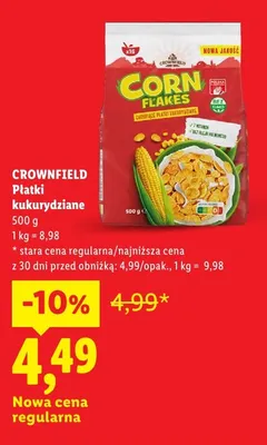 Płatki kukurydziane Crownfield promocja w Lidl