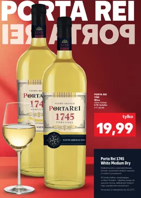 Wino Porta Rei 1745 White Medium Dry promocja w Kaufland