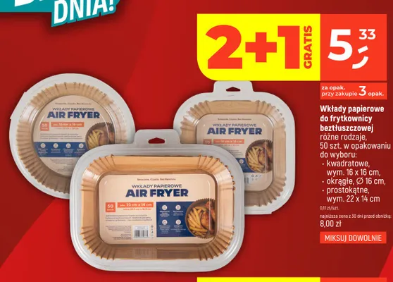 Wkłady papierowe do frytkownicy beztłuszczowej okrągłe Ø16 cm promocja w Dealz