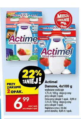 Napój jogurtowy Actimel Truskawka-Banan Danone promocja w Twój Market