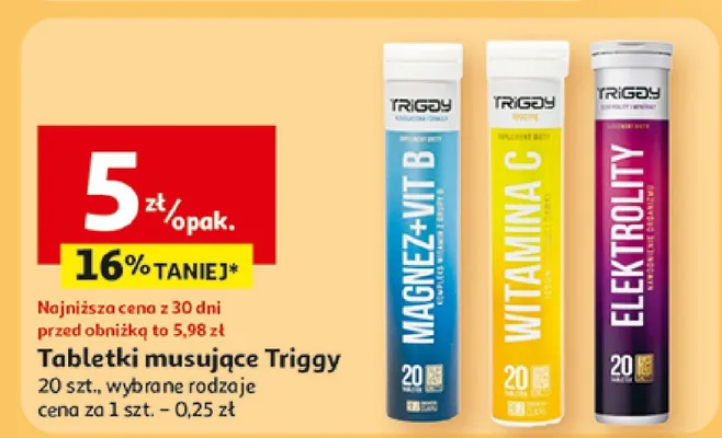 Tabletki musujące Triggy wybrane rodzaje promocja w Auchan