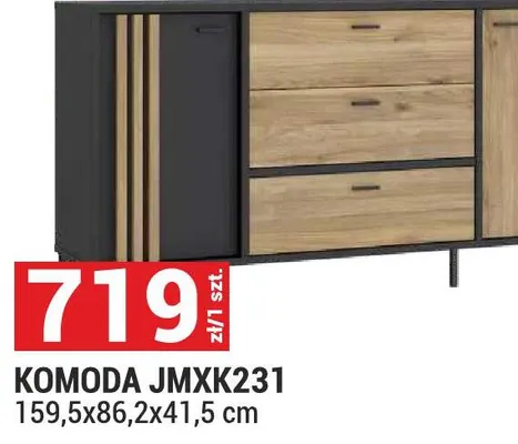 Komoda JMXK231 159,5x86,2x41,5cm dąb mauvella/czarny System Figila promocja w Merkury Market