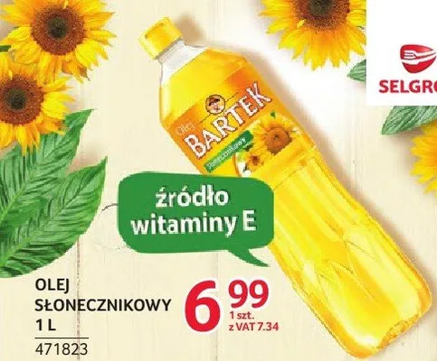 Olej słonecznikowy 1 l promocja w Selgros