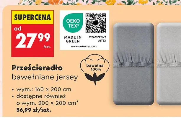 Prześcieradło bawełniane jersey 160x200 cm promocja w Biedronka