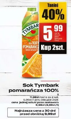 Sok Tymbark pomarańcza 100% promocja w Supeco