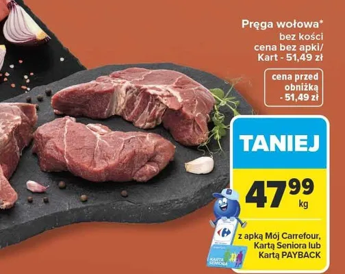 Pręga wołowa bez kości promocja w Carrefour Market