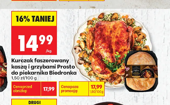 Kurczak faszerowany kaszą i grzybami Prosto do piekarnika Biedronka promocja w Biedronka