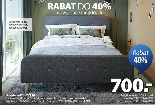 Rama łóżka promocja w Jysk