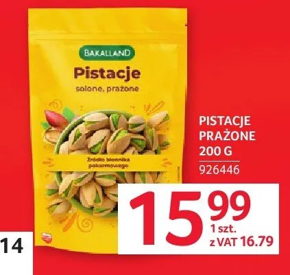 Pistacje prażone Bakalland promocja w Selgros
