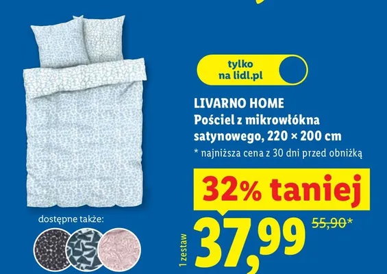 Pościel z mikrowłókna satynowego 220 × 200 cm promocja w Lidl