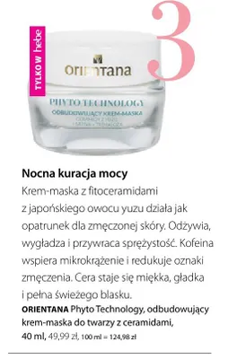 Krem-maska do twarzy Orientana Phyto Technology odbudowujący z ceramidami promocja w Hebe