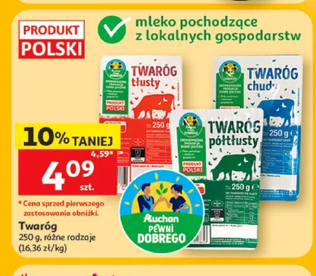 Twaróg półtłusty Pewni Dobrego Auchan promocja w Auchan