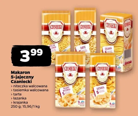Makaron 5-jajeczny Czaniecki niteczka walcowana promocja w Netto