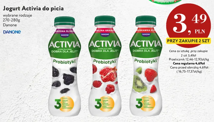 Jogurt Activia do picia suszona śliwka promocja w Market Point