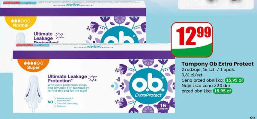 Tampony Ob Extra Protect promocja w Dino