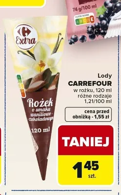 Lody CARREFOUR w rożku promocja w Carrefour Market