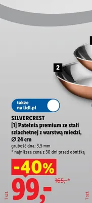 Patelnia premium ze stali szlachetnej z warstwą miedzi 24 cm Silvercrest promocja w Lidl