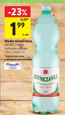 Woda mineralna Kryniczanka promocja w Intermarche