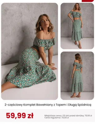 Komplet bawełniany 2-częściowy z topem i długą spódnicą Renee promocja w Renee