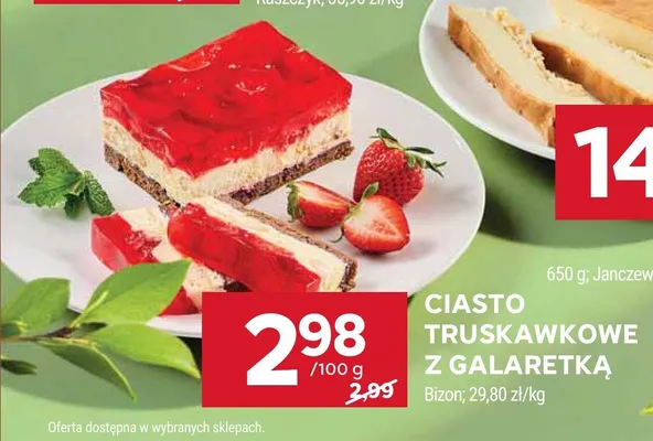 Ciasto truskawkowe z galaretką Bizon promocja w Stokrotka