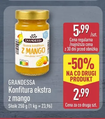 Konfitura ekstra z mango Grandessa promocja w Aldi