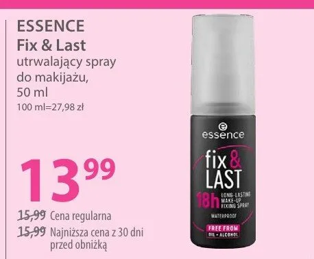 Utrwalający spray do makijażu Fix & Last promocja w Hebe