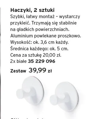 Haczyki aluminiowe białe 2-pak promocja w Tchibo